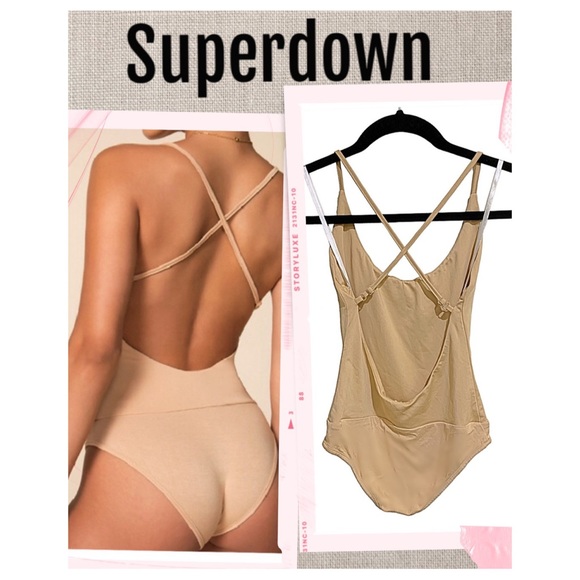 Superdown Bodysuit Melina Cross Back NEW WITH TAGS in Nude Size XS - Picture 15 of 15